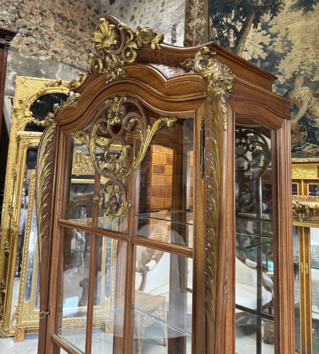 Louis XV Style Display Cabinet In Walnut And Martin Varnish From The Napoleon III Period, 19th Century -photo-2