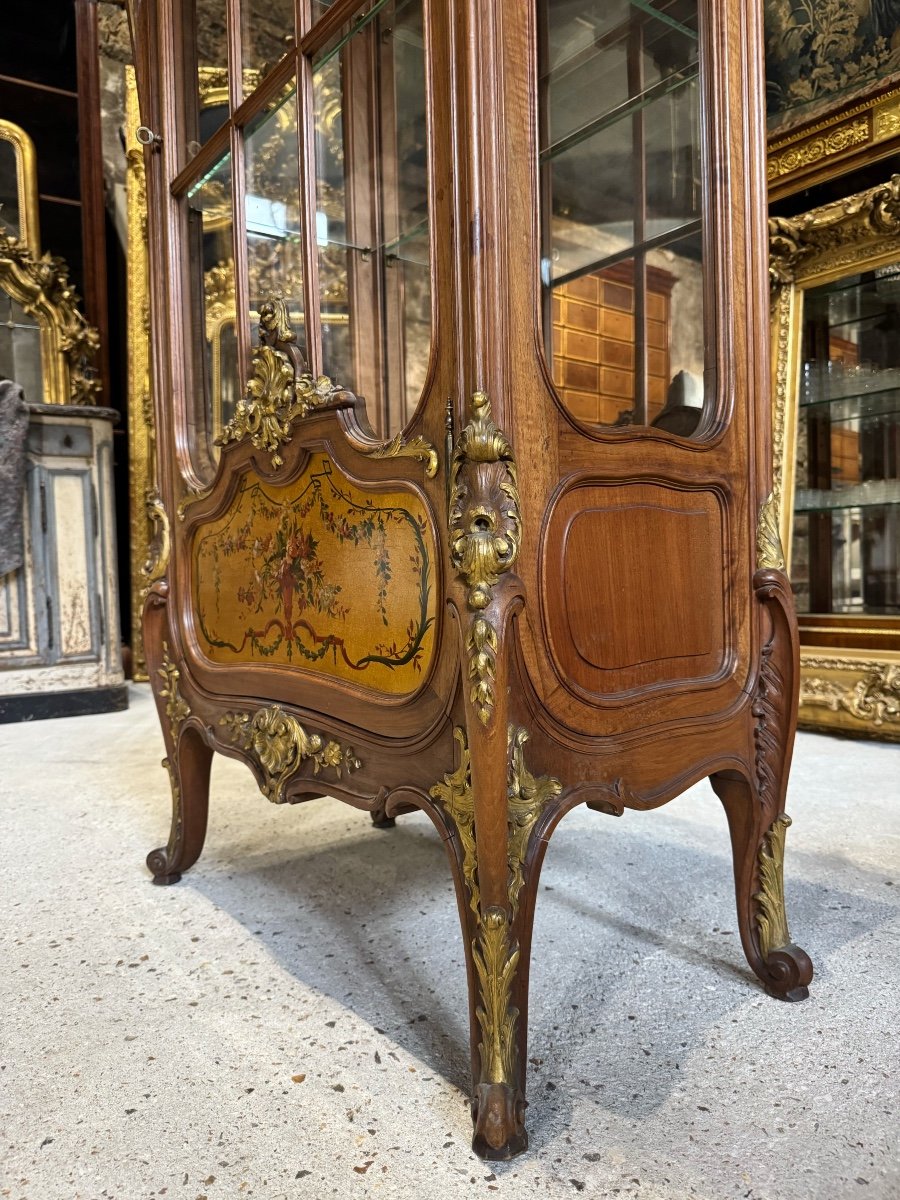 Louis XV Style Display Cabinet In Walnut And Martin Varnish From The Napoleon III Period, 19th Century -photo-3