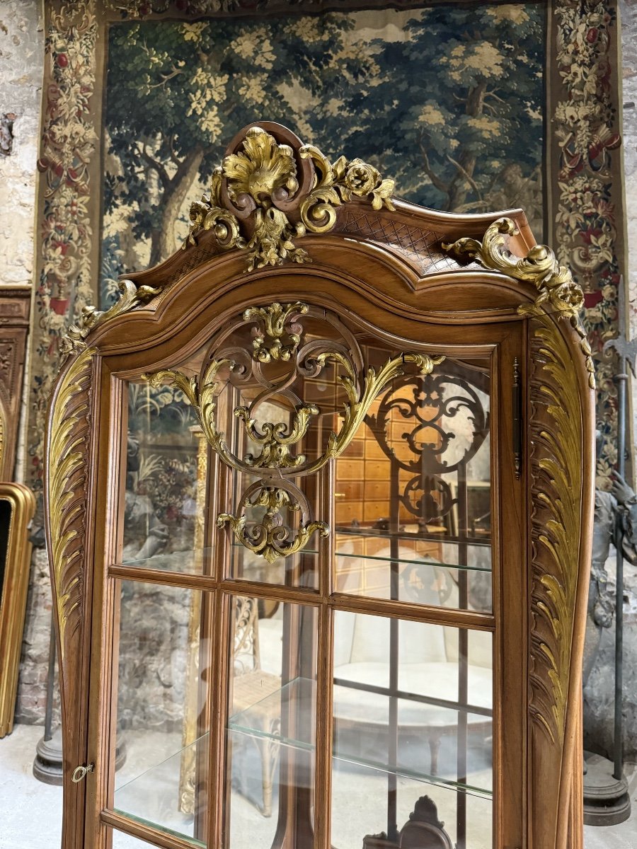 Louis XV Style Display Cabinet In Walnut And Martin Varnish From The Napoleon III Period, 19th Century -photo-4