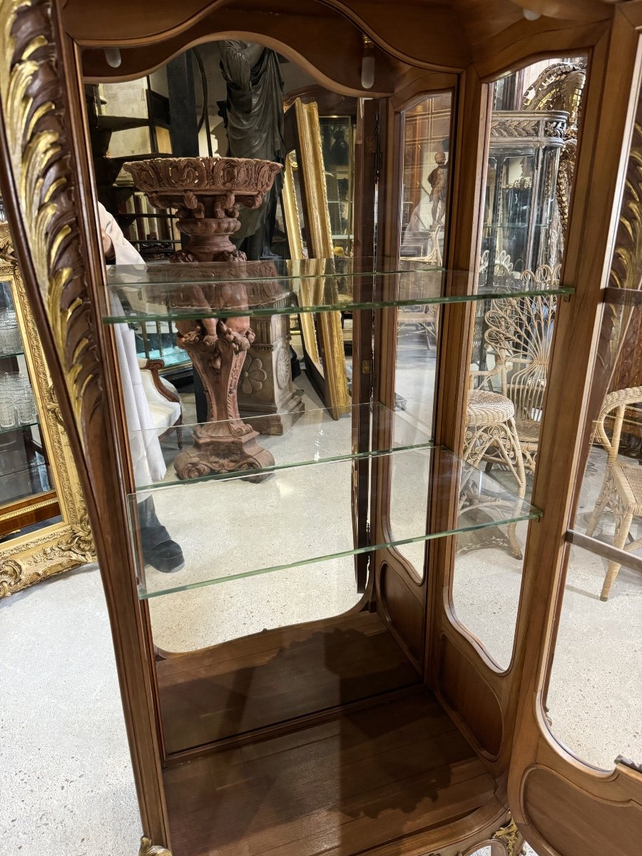 Louis XV Style Display Cabinet In Walnut And Martin Varnish From The Napoleon III Period, 19th Century -photo-6