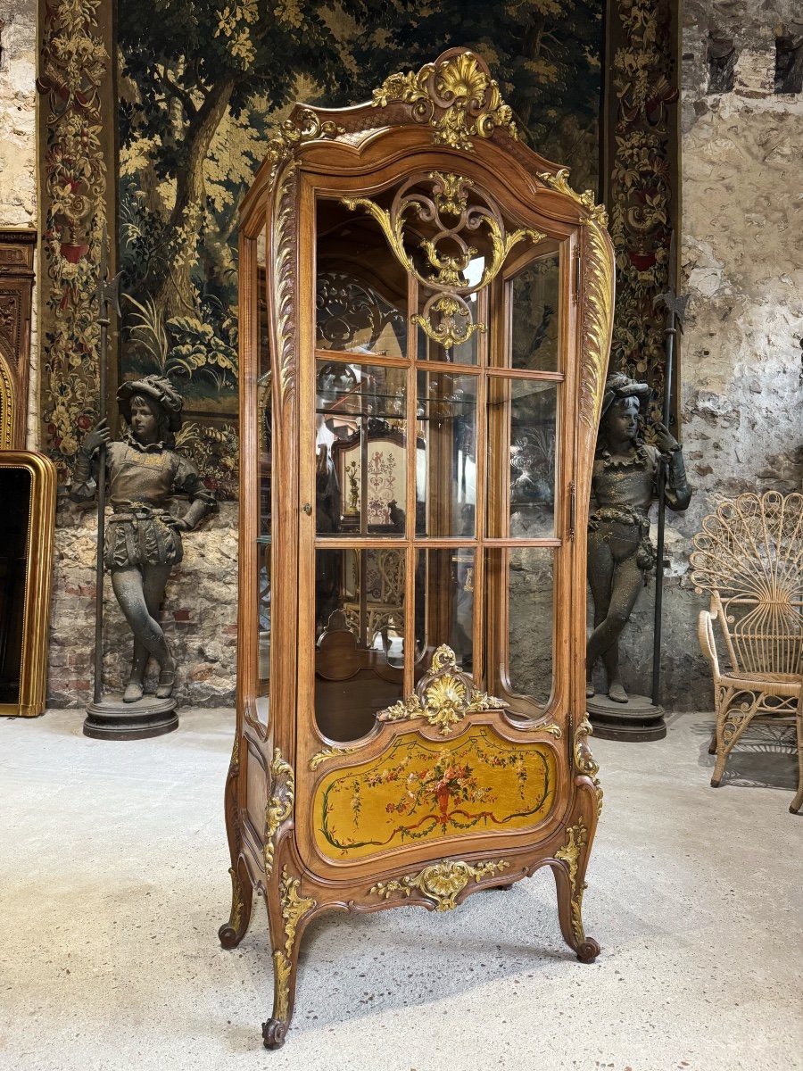 Louis XV Style Display Cabinet In Walnut And Martin Varnish From The Napoleon III Period, 19th Century -photo-8