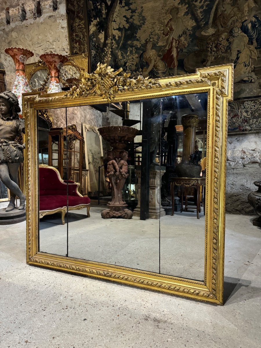 Miroir De Cheminée De Style Louis XVI D’époque Napoléon III 1m48 X 1m46-photo-2