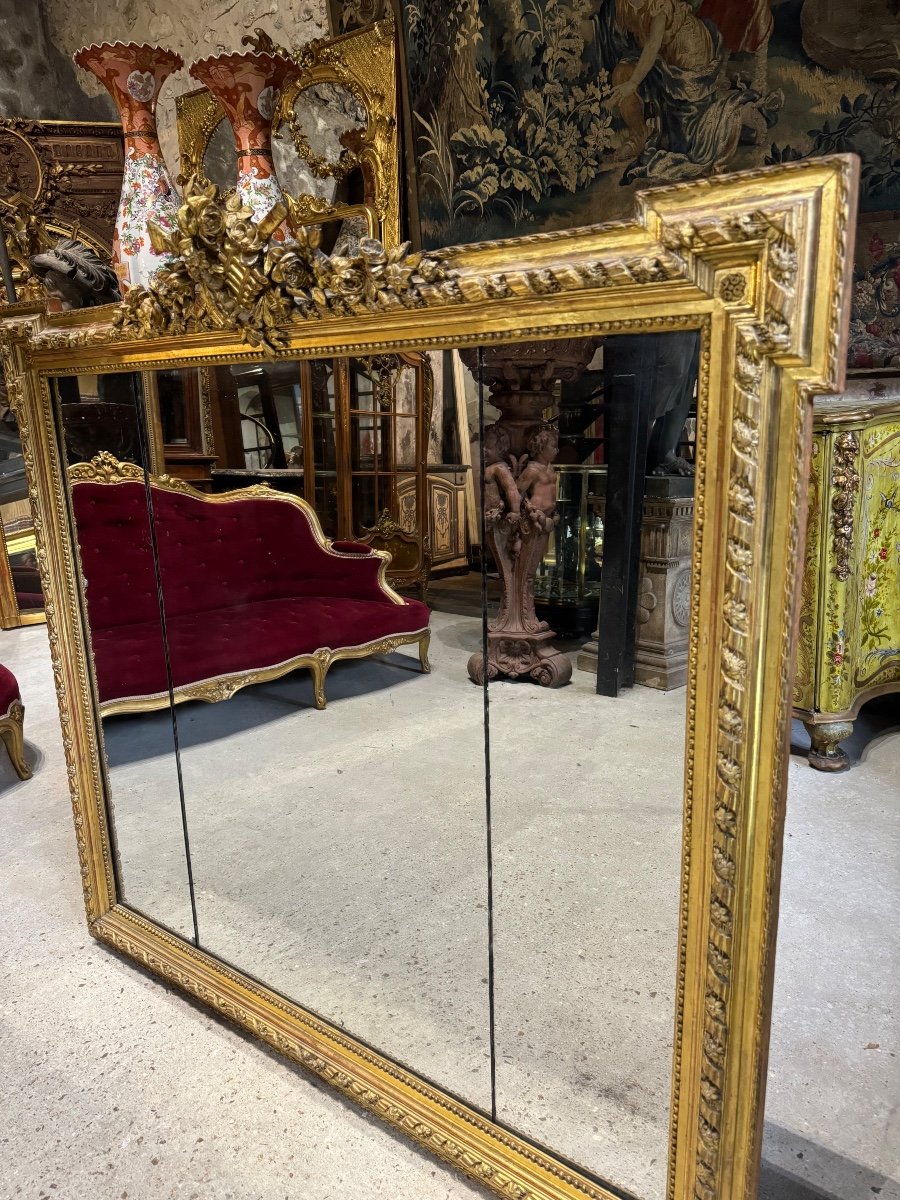 Miroir De Cheminée De Style Louis XVI D’époque Napoléon III 1m48 X 1m46-photo-1