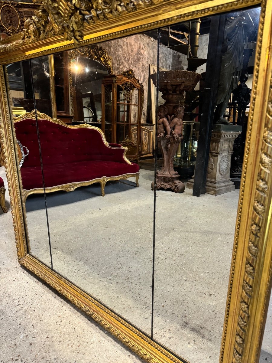 Miroir De Cheminée De Style Louis XVI D’époque Napoléon III 1m48 X 1m46-photo-3