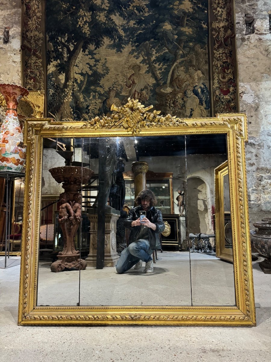 Miroir De Cheminée De Style Louis XVI D’époque Napoléon III 1m48 X 1m46