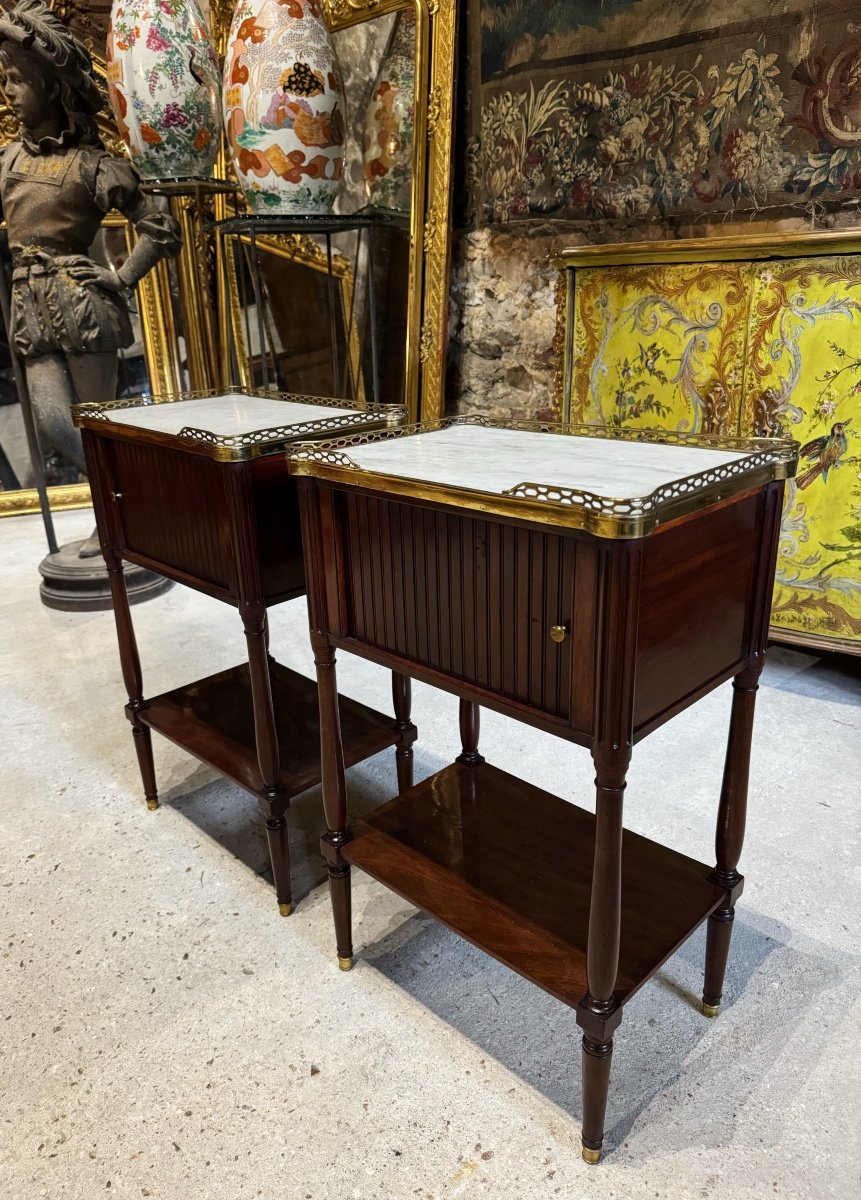 Pair Of Louis XVI Period Mahogany Curtain Bedside Tables -photo-3