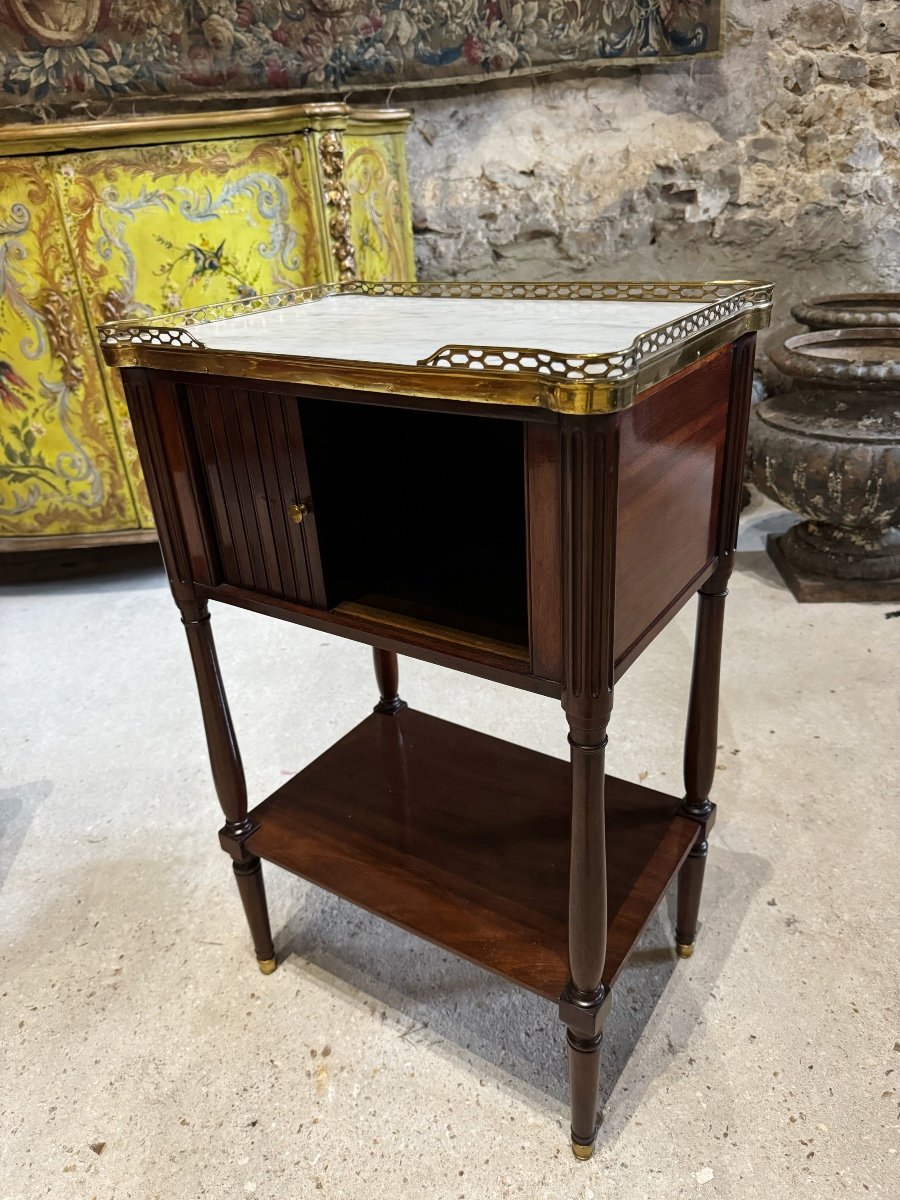 Pair Of Louis XVI Period Mahogany Curtain Bedside Tables -photo-4