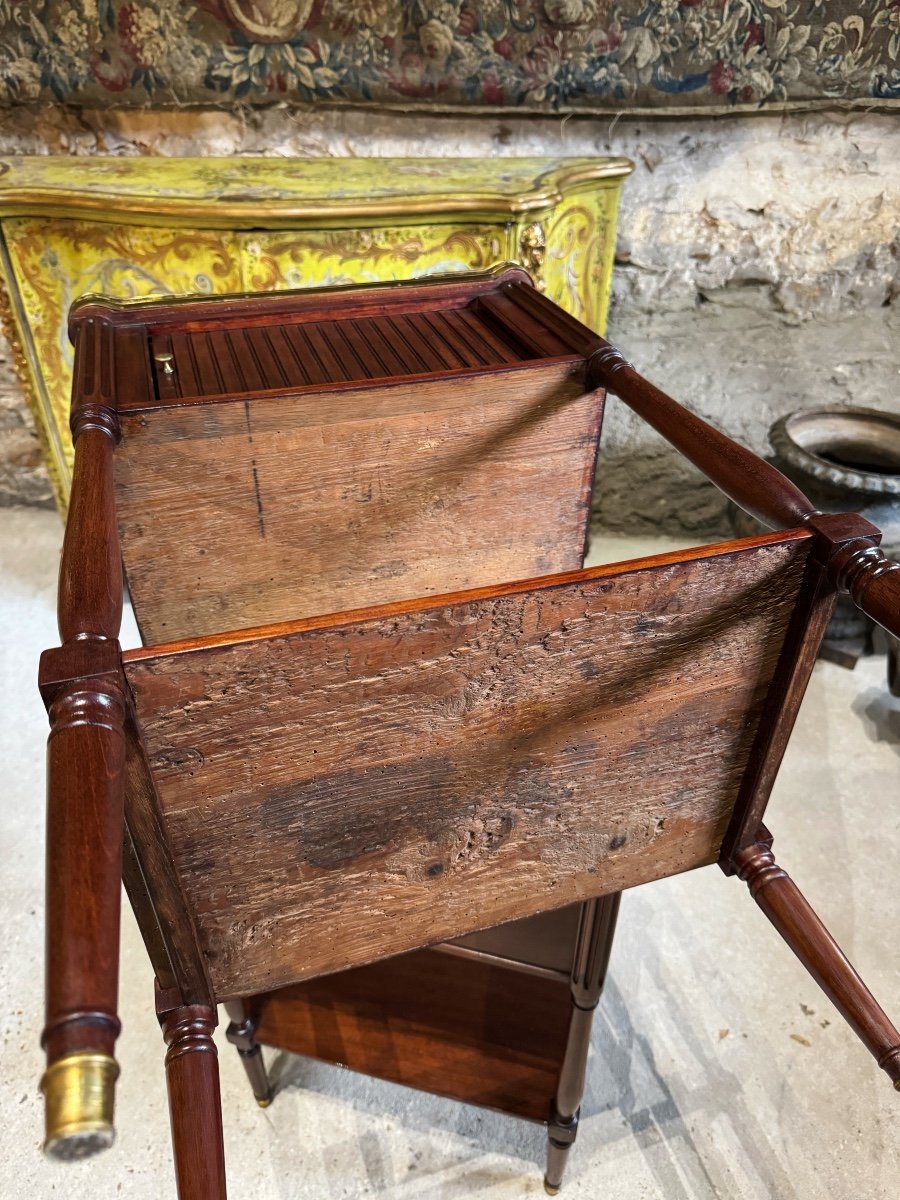 Pair Of Louis XVI Period Mahogany Curtain Bedside Tables -photo-1