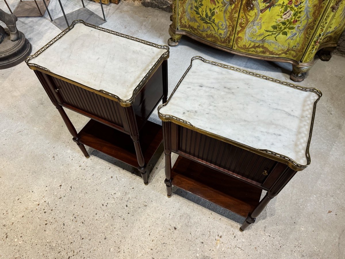 Pair Of Louis XVI Period Mahogany Curtain Bedside Tables -photo-4