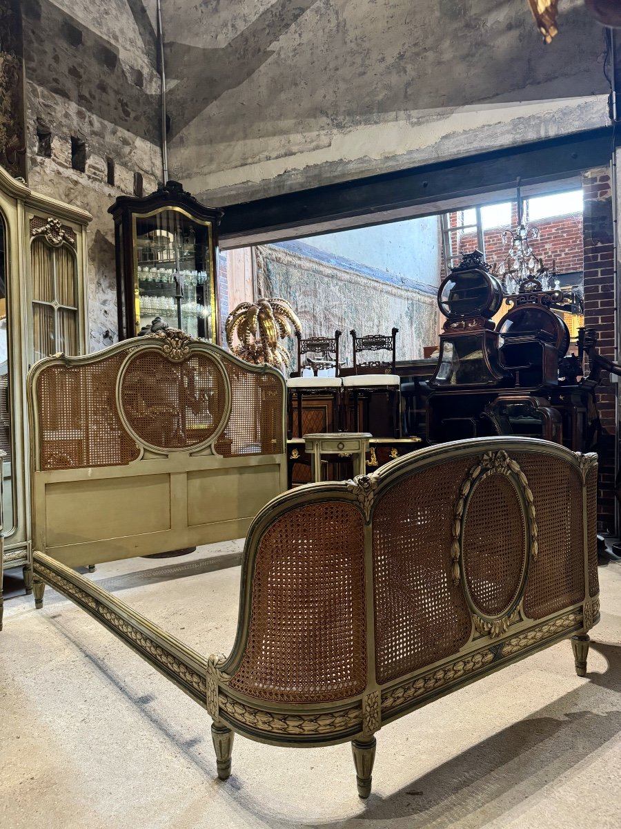 Louis XVI Style Cane Bedroom, Late 19th Century -photo-3