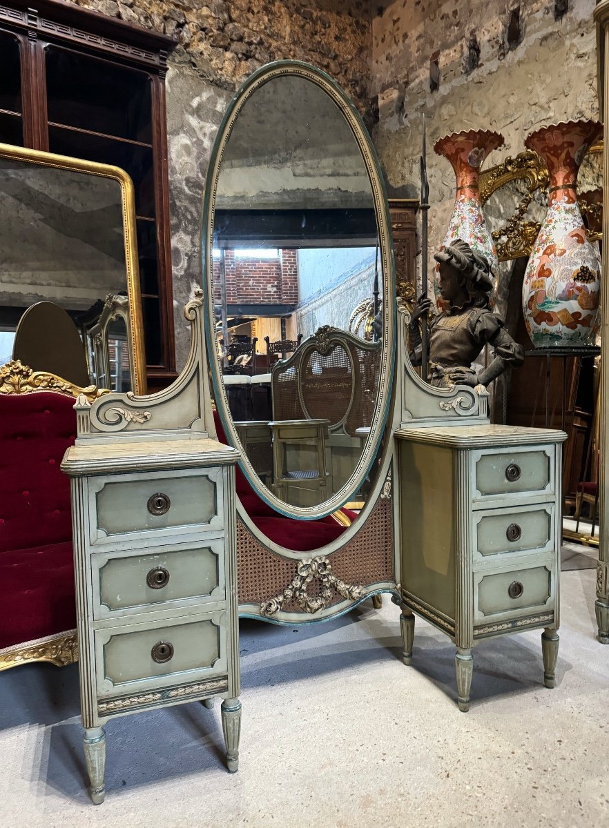 Louis XVI Style Cane Bedroom, Late 19th Century -photo-2