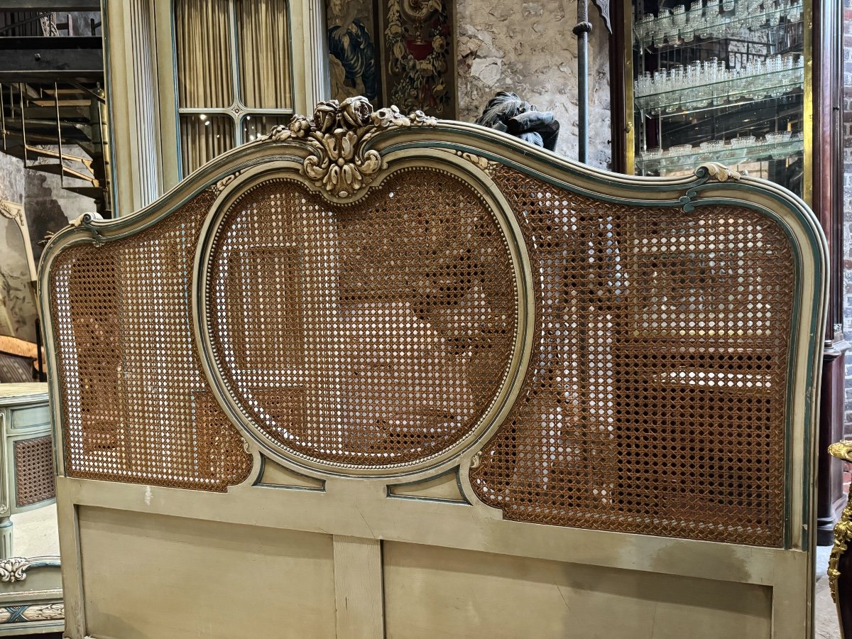 Louis XVI Style Cane Bedroom, Late 19th Century -photo-4