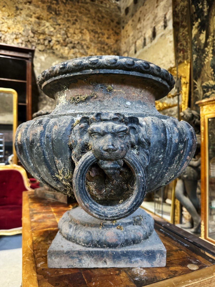 Paire De Vases En Fonte de fer  “Aux Mufles De Lions”  Val D’osne Paris -photo-7