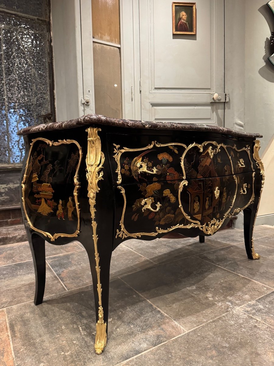 Chinese Lacquer Chest Of Drawers Attributed To Maison Jansen Early 20th Century -photo-2