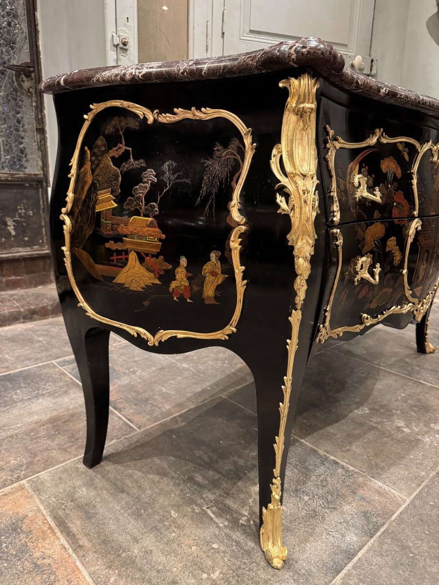 Chinese Lacquer Chest Of Drawers Attributed To Maison Jansen Early 20th Century -photo-1