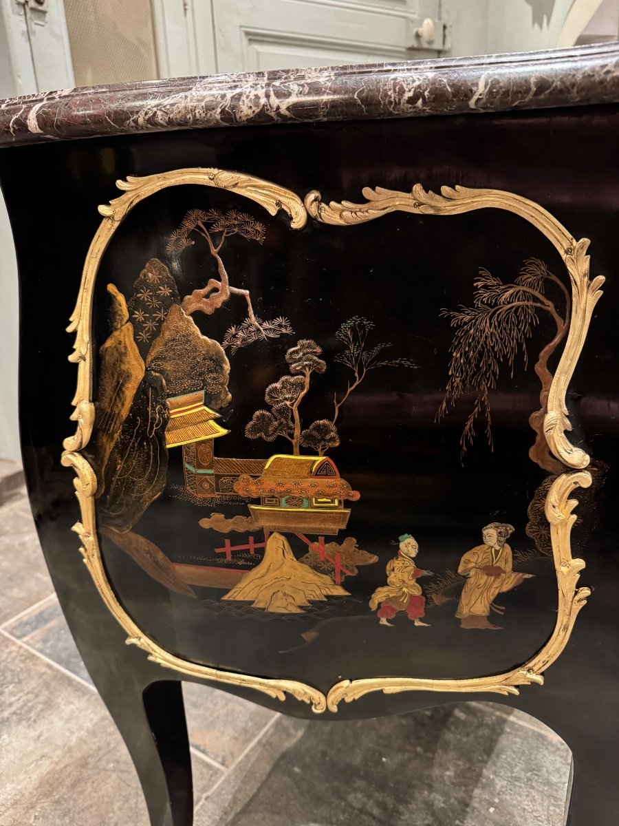 Chinese Lacquer Chest Of Drawers Attributed To Maison Jansen Early 20th Century -photo-2