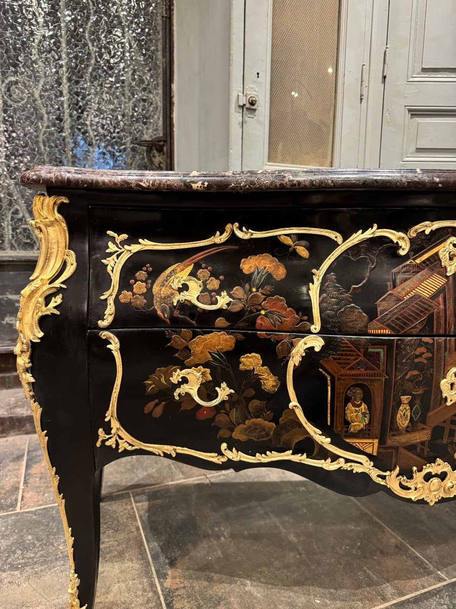 Chinese Lacquer Chest Of Drawers Attributed To Maison Jansen Early 20th Century -photo-3