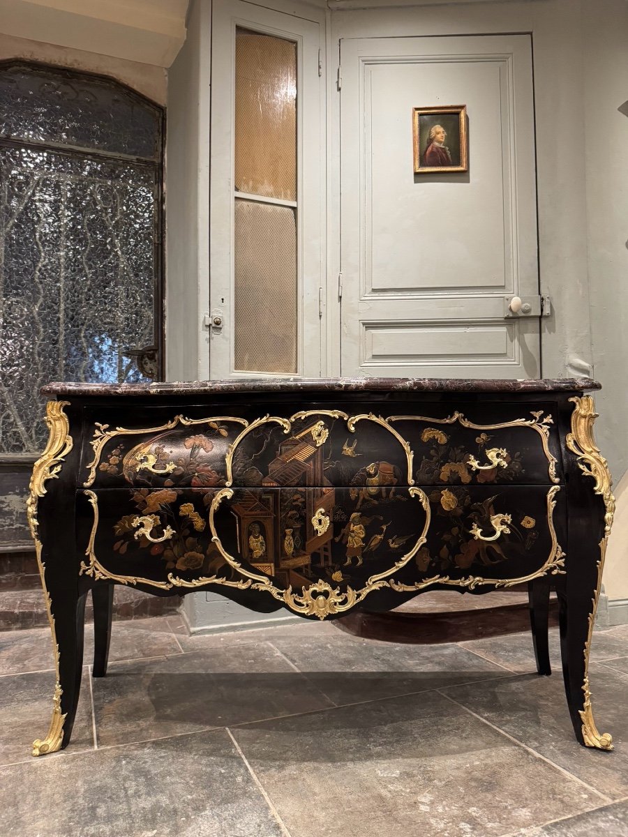 Chinese Lacquer Chest Of Drawers Attributed To Maison Jansen Early 20th Century 