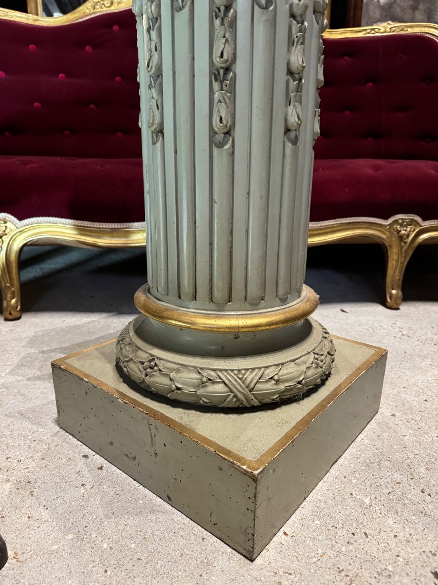 Carved Wooden Column With Corinthian Capital From The Napoleon III Period-photo-3