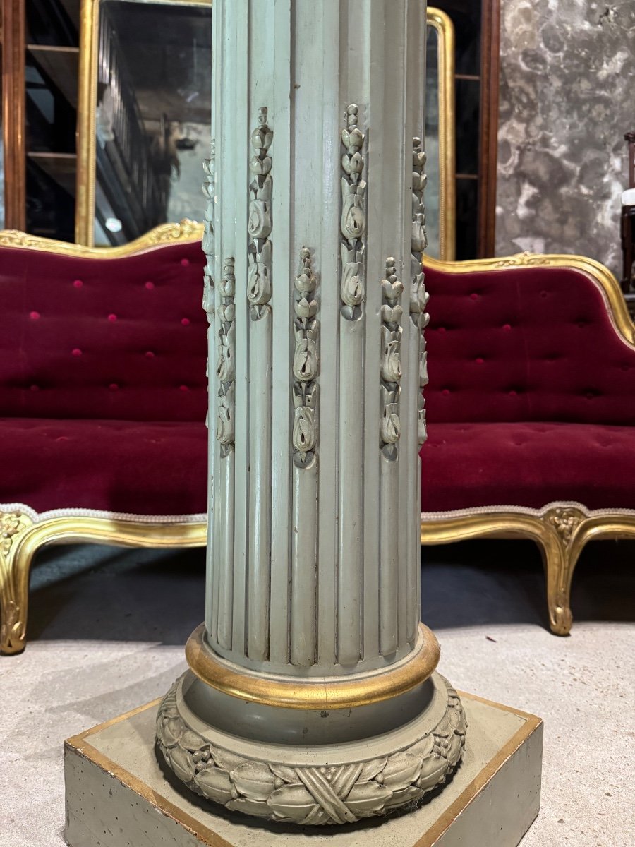 Carved Wooden Column With Corinthian Capital From The Napoleon III Period-photo-4