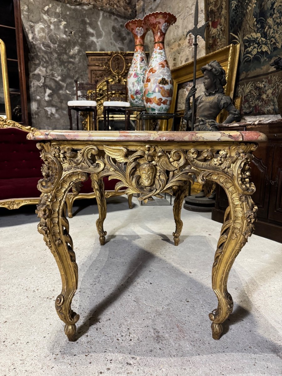 Console  « aux Armes De France » En Bois Doré D’époque Napoléon III-photo-4