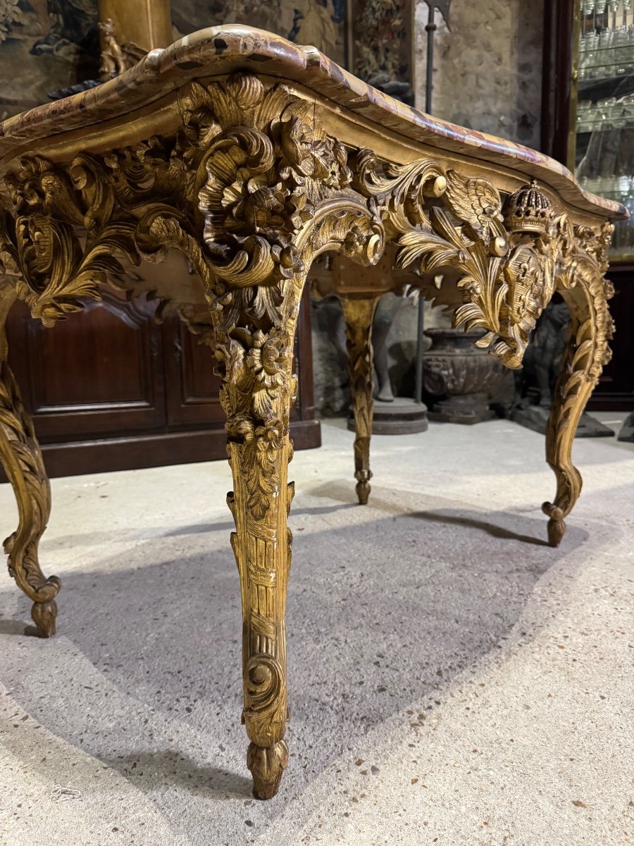 Console  « aux Armes De France » En Bois Doré D’époque Napoléon III-photo-5