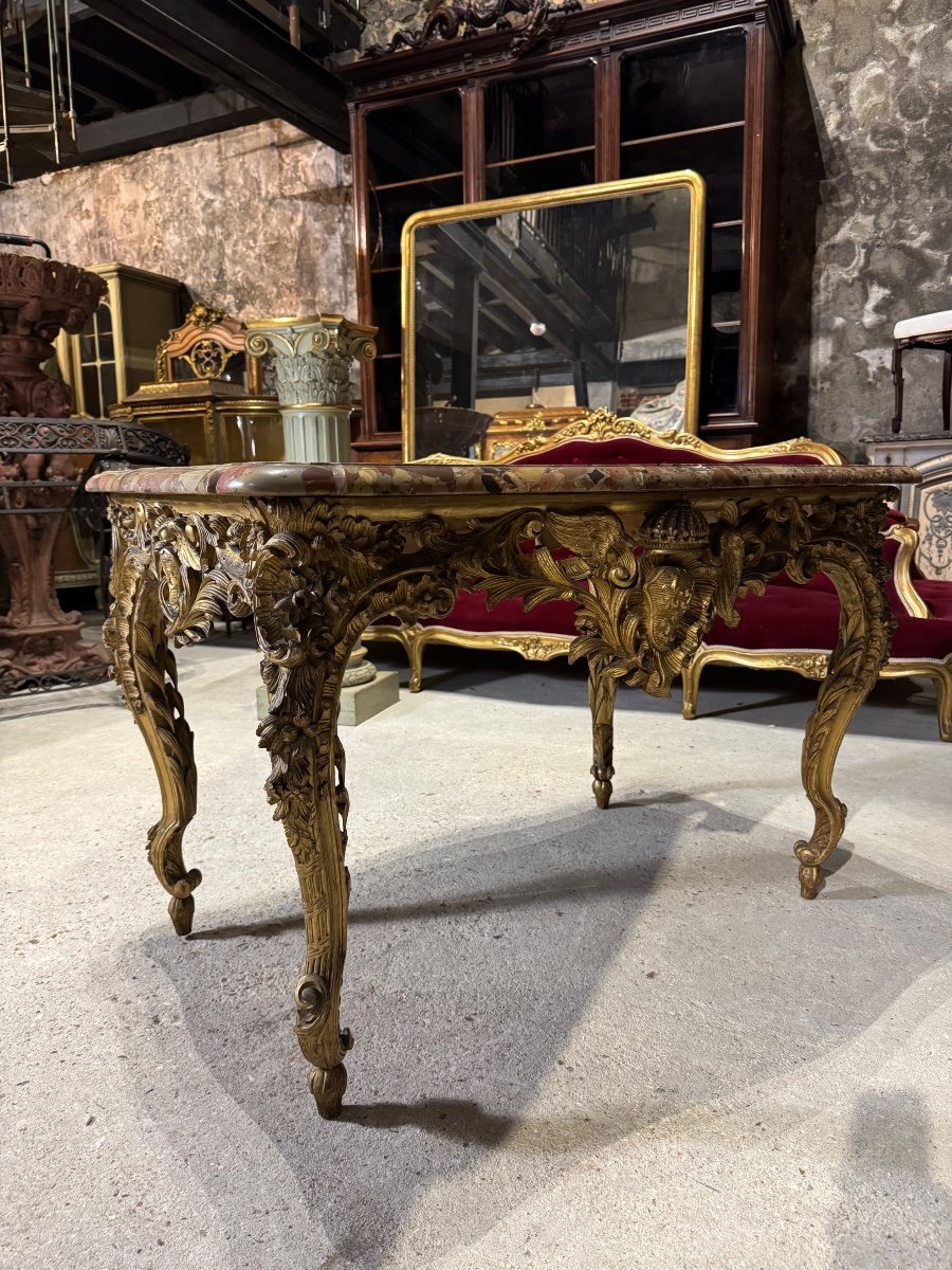 Console  « aux Armes De France » En Bois Doré D’époque Napoléon III-photo-6