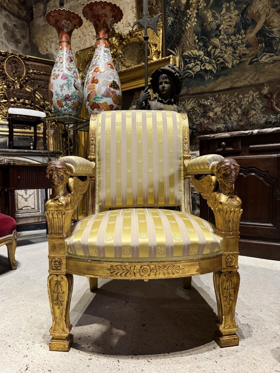 Pair Of Empire Style Caryatid Armchairs, Model By Jacob Desmalter-photo-3