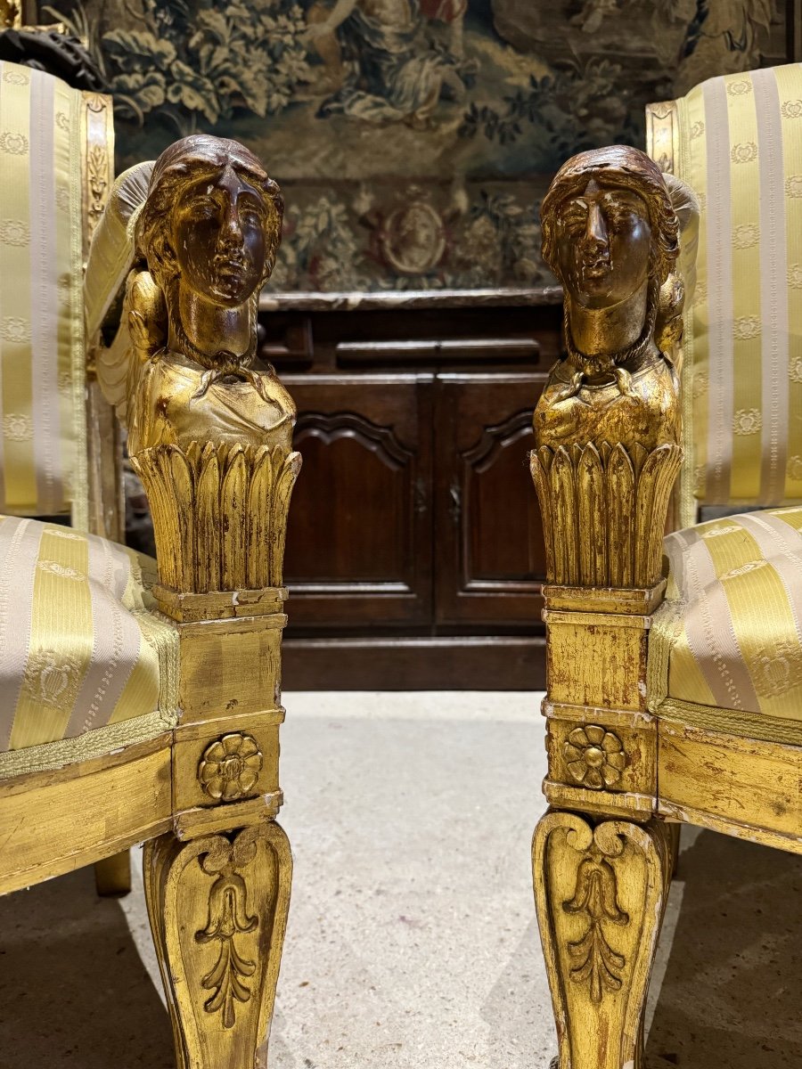 Pair Of Empire Style Caryatid Armchairs, Model By Jacob Desmalter-photo-2