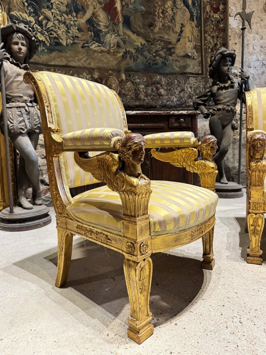 Pair Of Empire Style Caryatid Armchairs, Model By Jacob Desmalter-photo-8