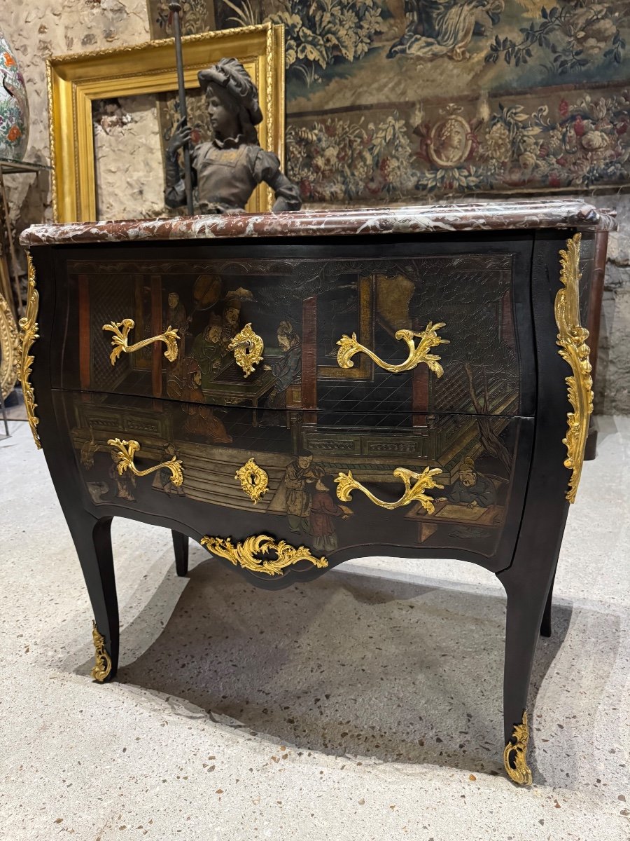 Chinese Lacquer (coromandel) Chest Of Drawers From The Napoleon III Period-photo-2