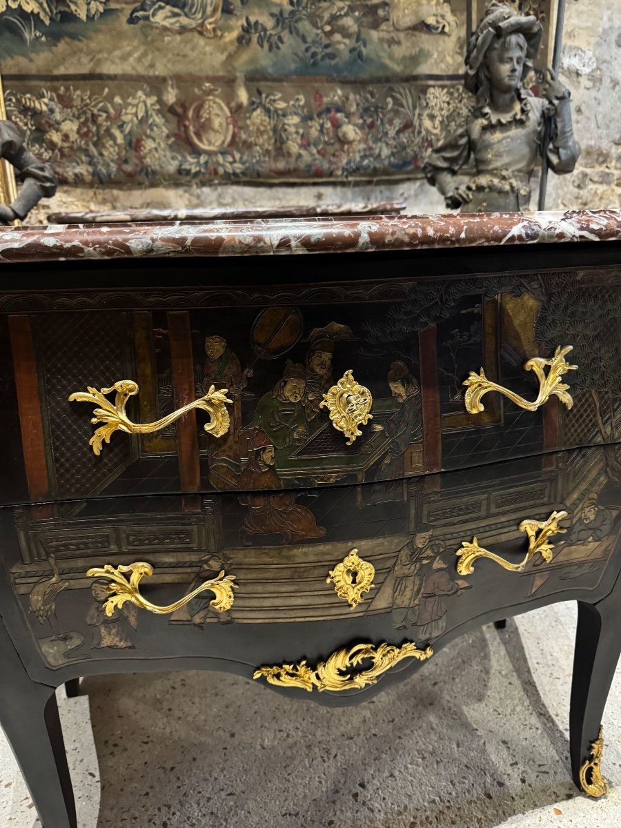 Chinese Lacquer (coromandel) Chest Of Drawers From The Napoleon III Period-photo-4