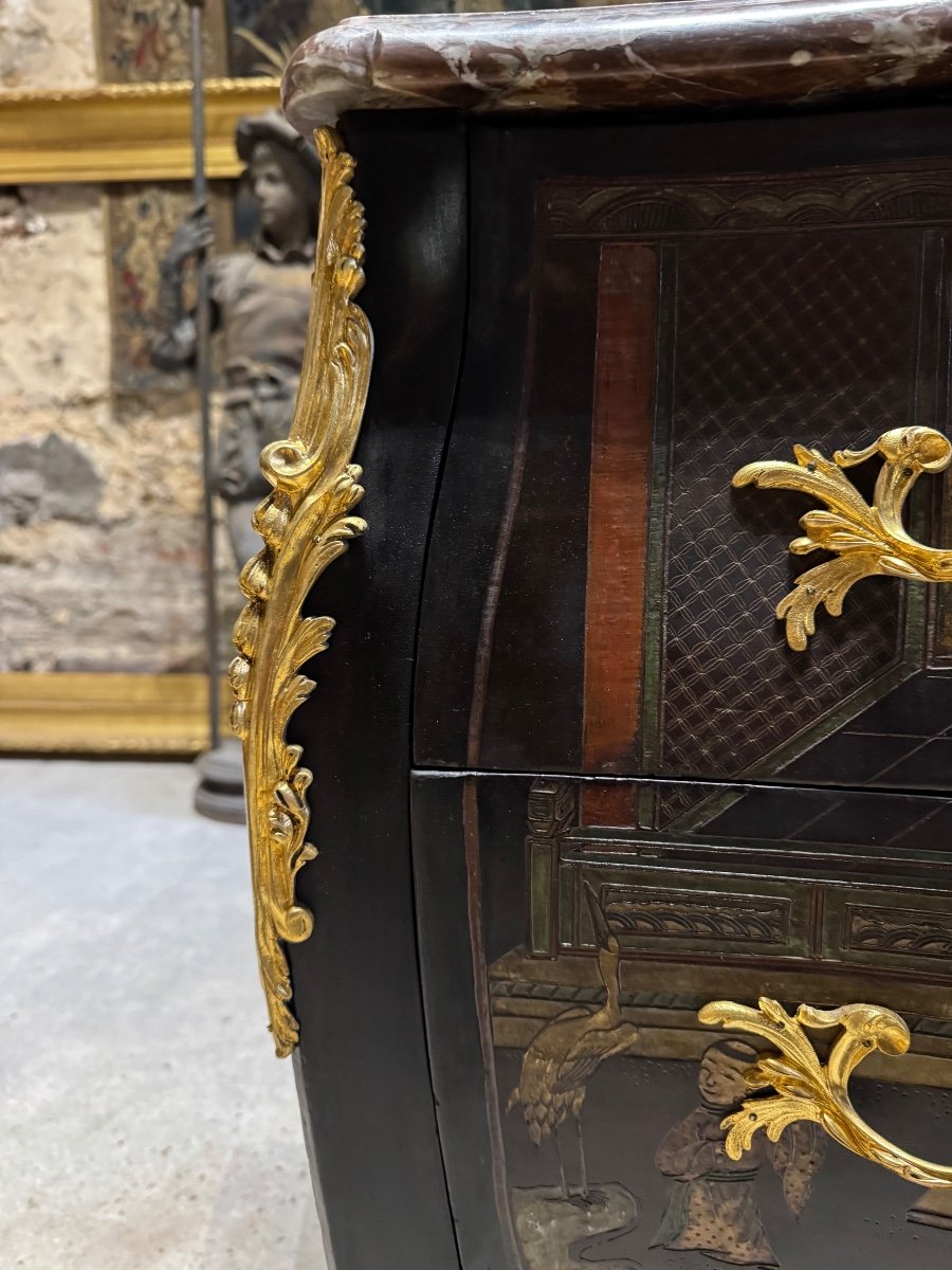 Chinese Lacquer (coromandel) Chest Of Drawers From The Napoleon III Period-photo-8