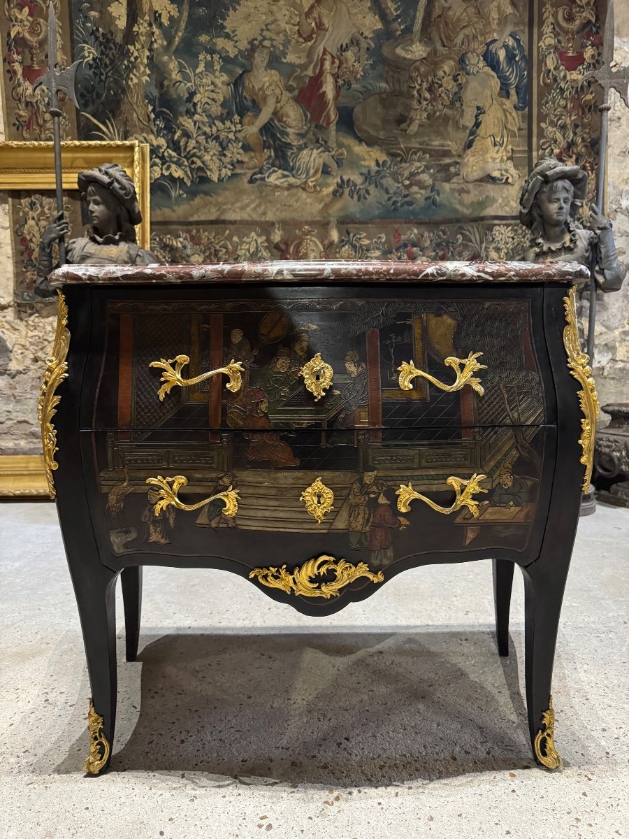 Chinese Lacquer (coromandel) Chest Of Drawers From The Napoleon III Period