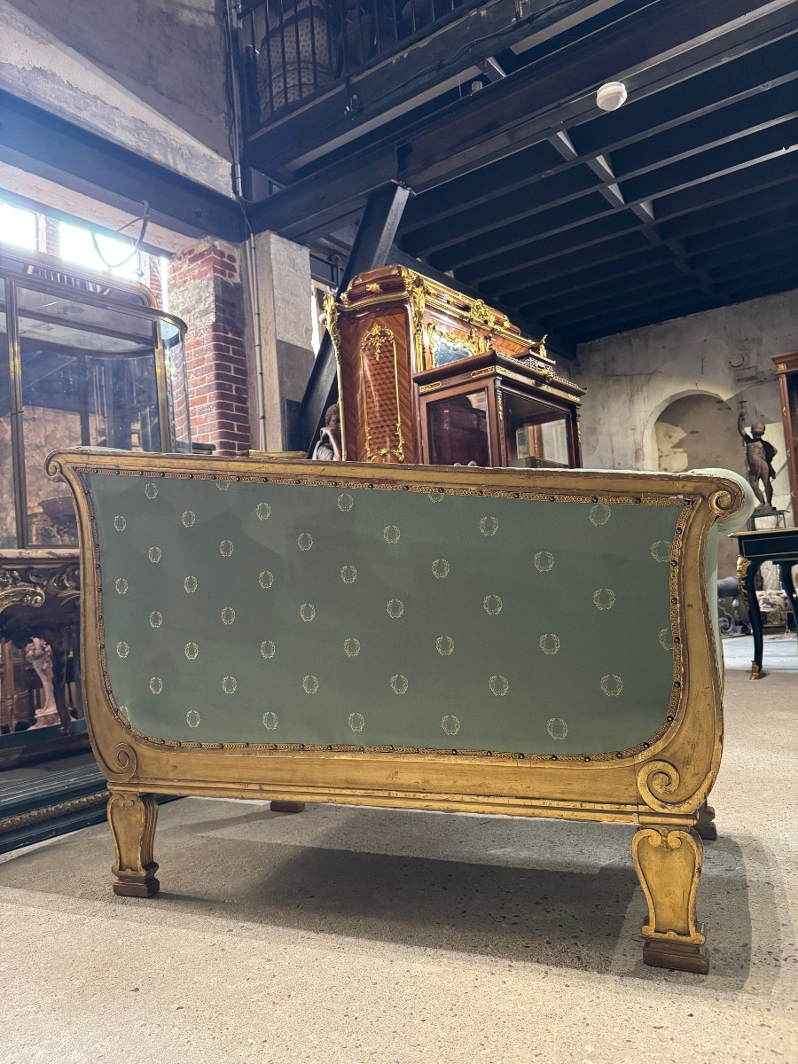 Paire De Méridiennes De Style Empire En Bois Dorées -photo-4
