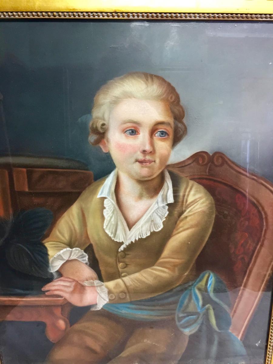 Portrait Du 19 ème Siècle Pastel d'Un Jeune Homme -photo-1