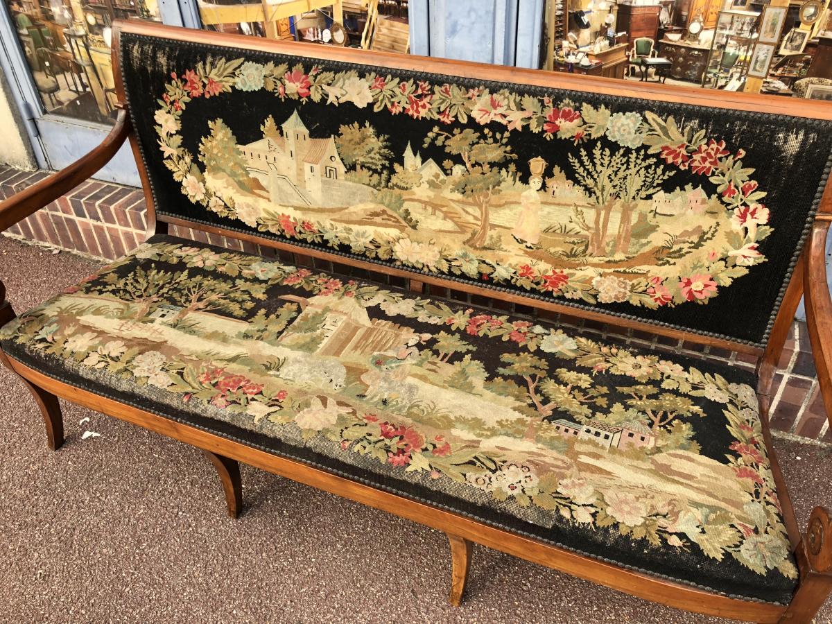 Sofa Restoration Period In Walnut Tapestry In Point-photo-1