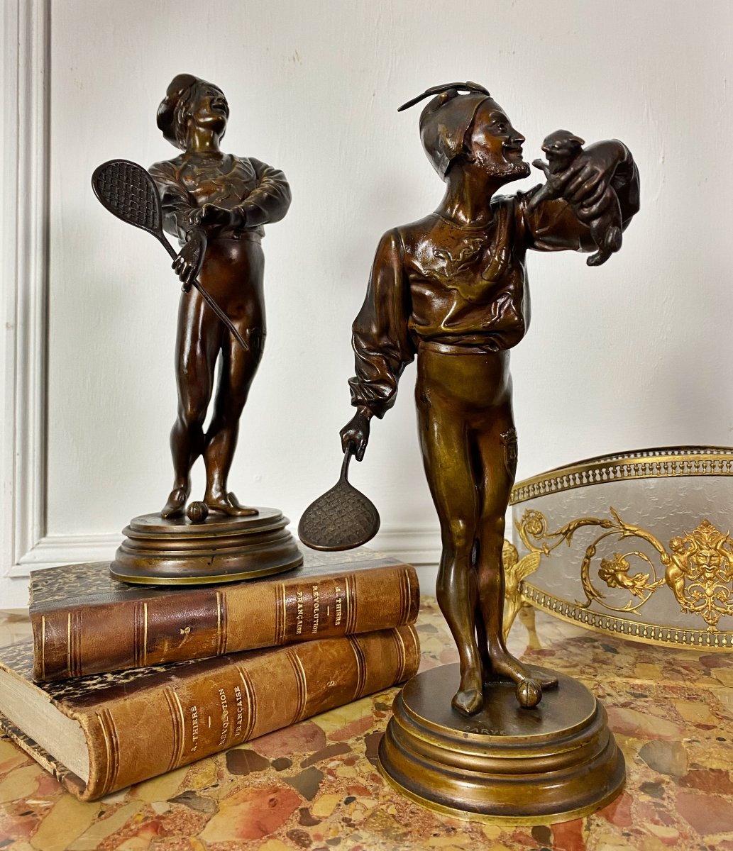 Pendant De Bronzes Aux Sujets Amusants  Par Alfred Barye (1839-1882 ) -photo-3