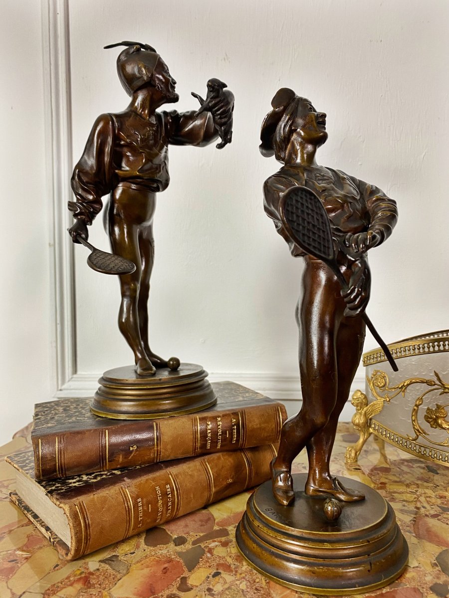 Pendant De Bronzes Aux Sujets Amusants  Par Alfred Barye (1839-1882 ) -photo-1