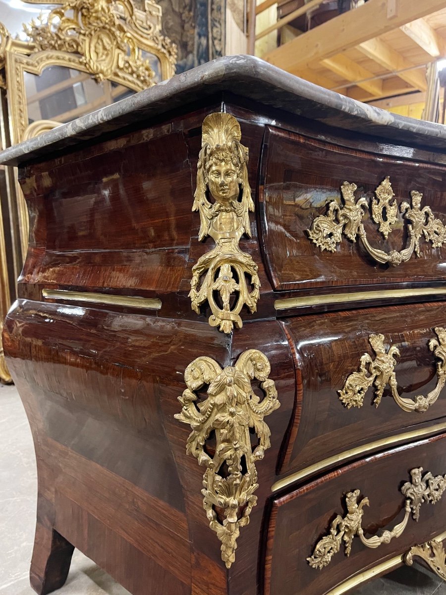 Louis XV Period Commode In Marquetry And Gilt Bronze Eighteenth Century-photo-1