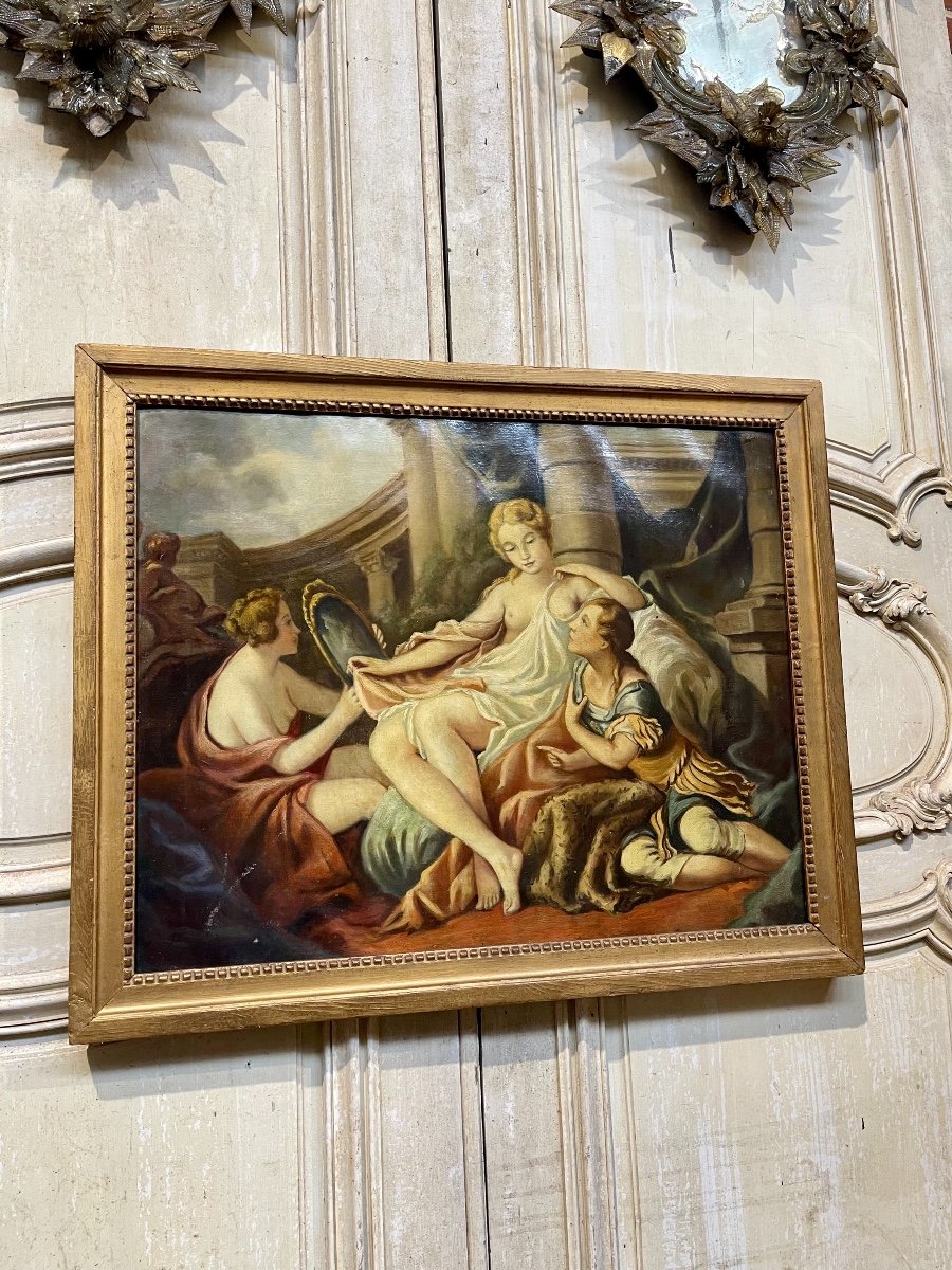 Oil On Canvas From The Middle Of The XIXth In Its Louis XVI Style Frame-photo-3