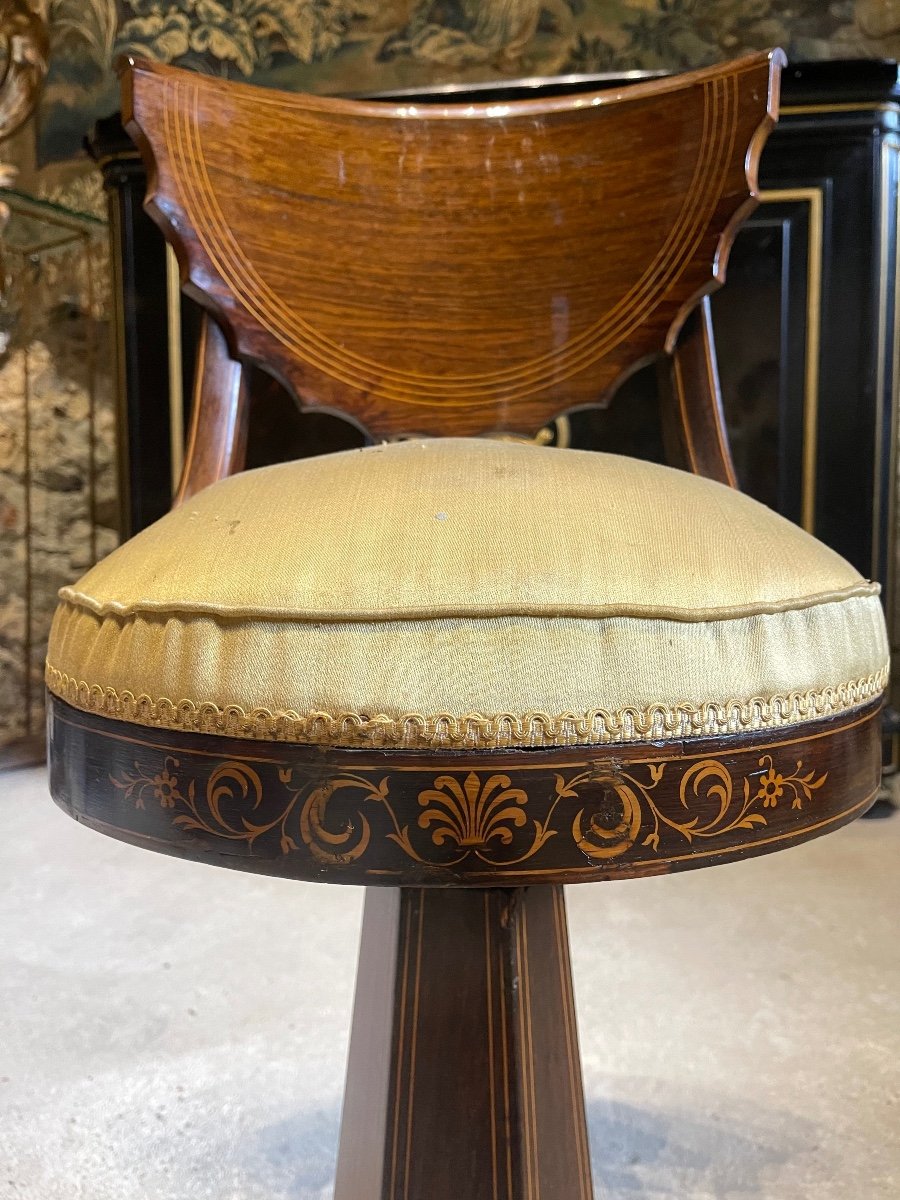 Charles X Period Harpist Chair In Marquetry-photo-1