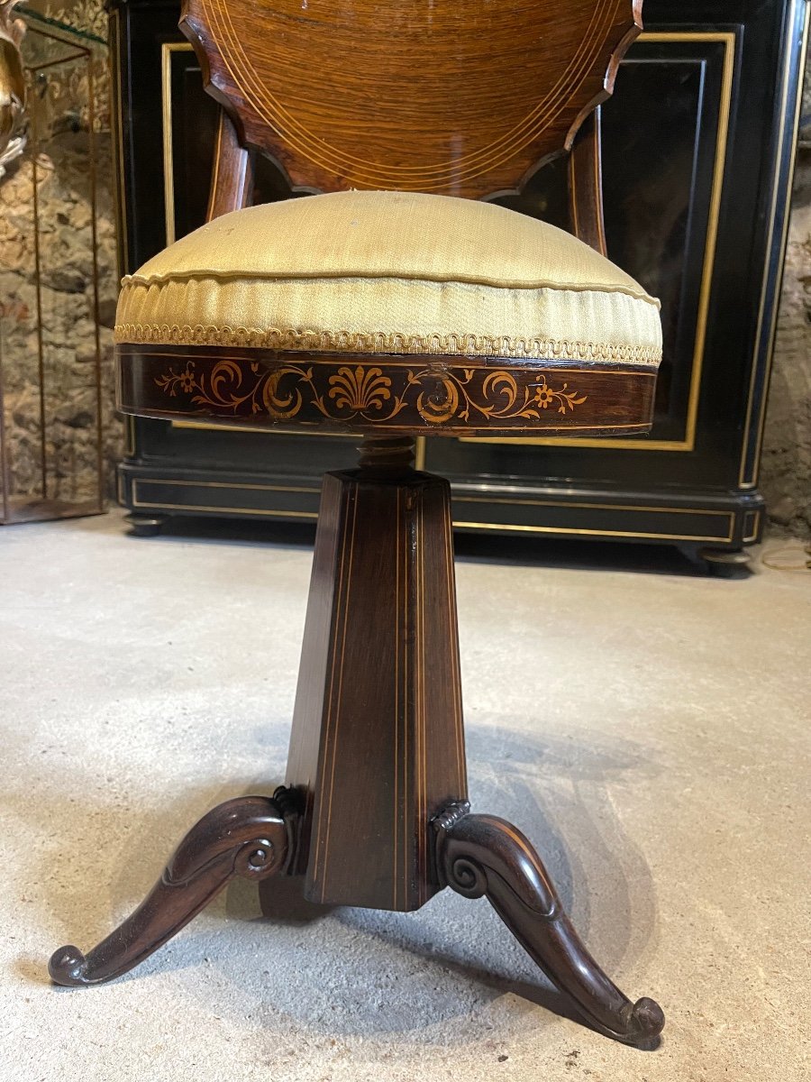Charles X Period Harpist Chair In Marquetry-photo-5