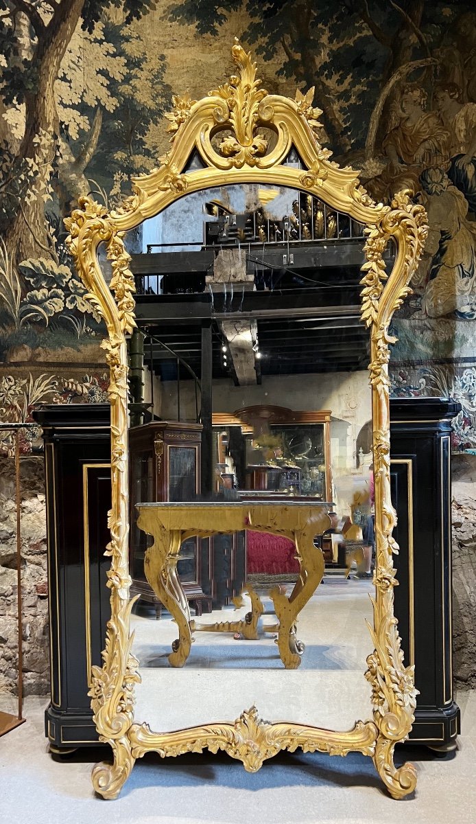 Mirror And Its Console In Golden Wood, Napoleon III XIXth Century-photo-4