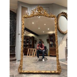 Miroir De Cheminée « aux Palmes » De Style Louis XV D’époque Napoléon III