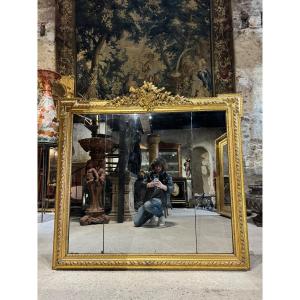 Miroir De Cheminée De Style Louis XVI D’époque Napoléon III 1m48 X 1m46