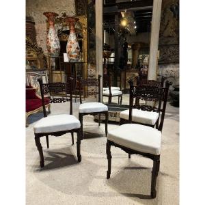 Set Of 4 Japanese Chairs Attributed To Gabriel Viardot 19th Century 