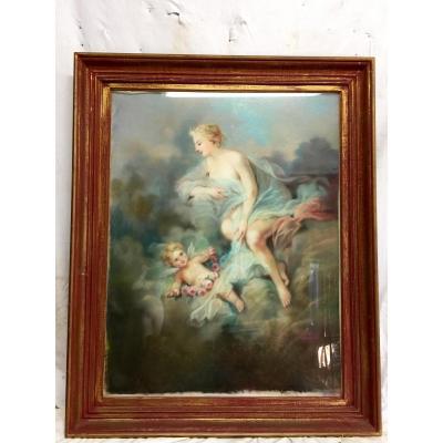 Pastel Du 19 ème Siècle Vénus et L'amour 