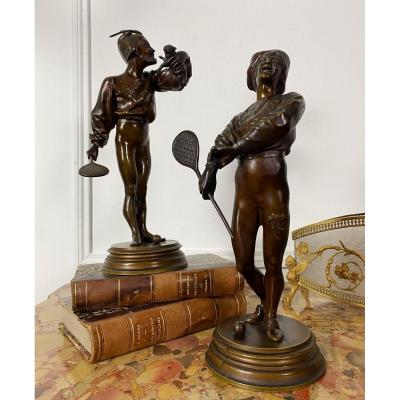 Pendant De Bronzes Aux Sujets Amusants  Par Alfred Barye (1839-1882 ) 