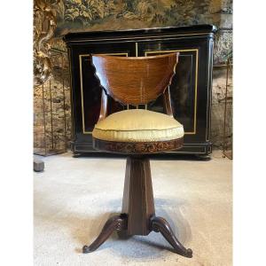 Charles X Period Harpist Chair In Marquetry